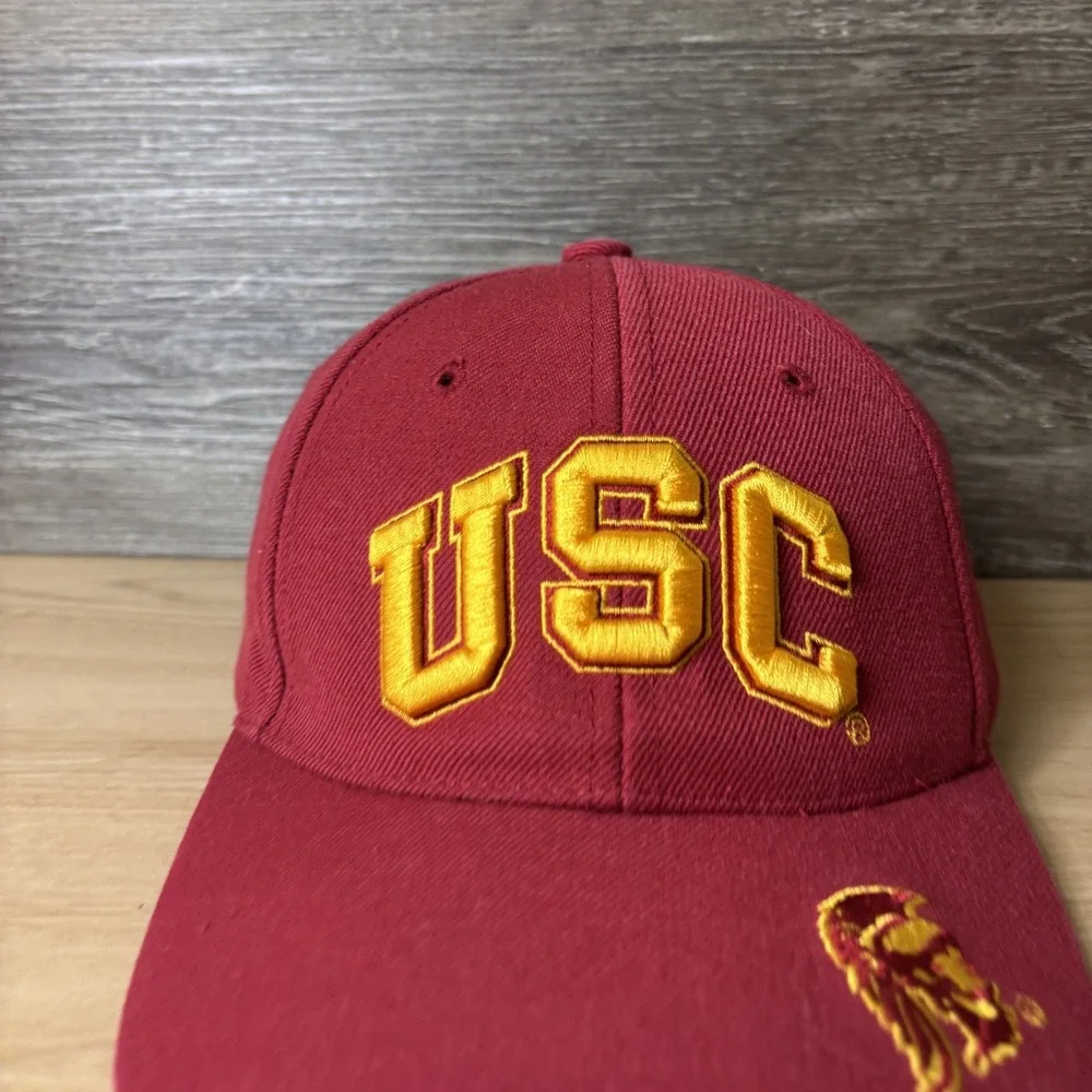 USC Trojans Hat Cap Strap Back Red Yellow NCAA Football College Mens Embroidered